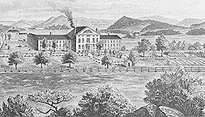 Drawing of Brattleboro Retreat circa 1900